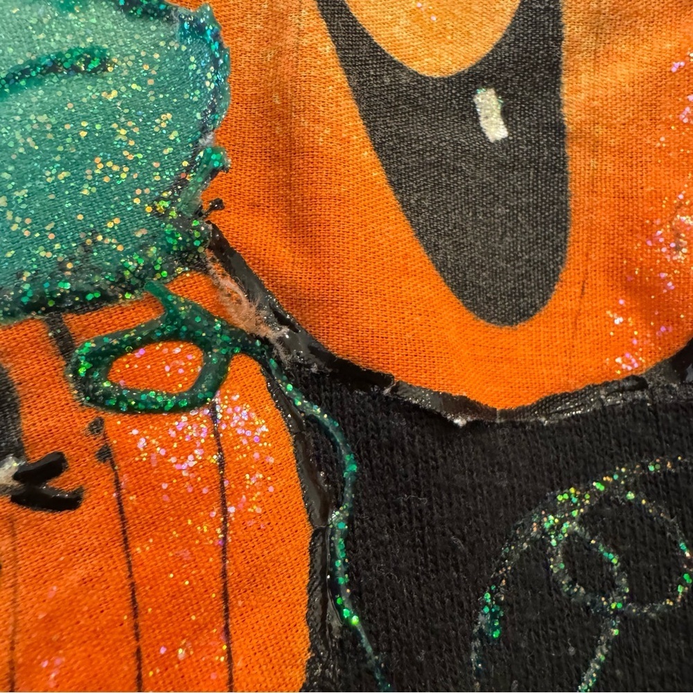 Handmade Halloween Pumpkin Black Sweatshirt, Size Large - Picture 4 of 8